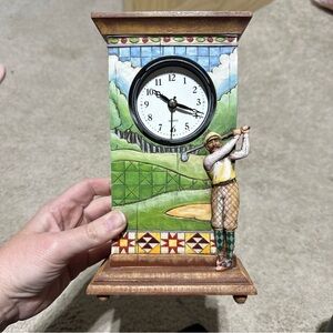 Jim Shore Heartwood Creek Golfer Clock - office desk decor golf gift
